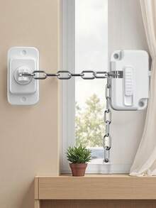 1pc No-Drill Window Safety Chain Lock, Metal & Plastic Anti-Fall Security Latch, Suitable For Sliding Doors/Windows, High-Rise Building Safety Devices, Refrigerator & Cabinet Locks - Multicolor - View 6