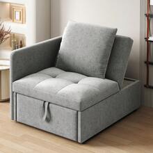 3 en 1 Sofá Cama Multifuncional, Sofá de Tela de Lino con Respaldo Ajustable, Sofá Reclinable para Espacios Pequeños - Gris + Tapizado + Lino + 2 Plazas - Ver 7