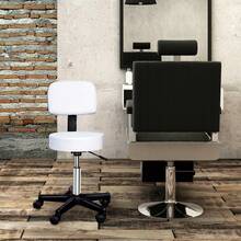 HOMCOM Work Stool, Height Adjustable Rolling Stool With Backrest For Office, White Φ35 X H72-84 On Site - 1 - View 3