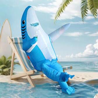 Cute And Unique Standing Shark Design Inflatable Costume Halloween And Christmas Inflatable Costume Props