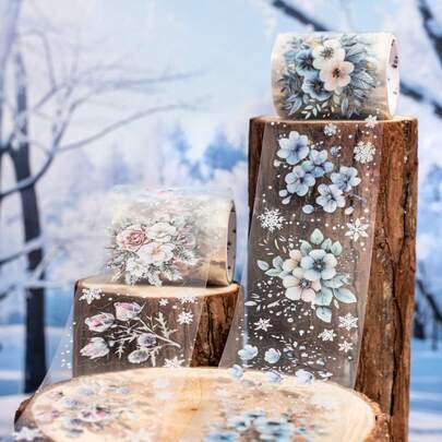 have a good day 2m/Roll Winter Floral Theme Washi Tape, Creative Aesthetic Stickers, DIY Decorative Collage Craft Supplies, Holiday Gifts, Personalized Scrapbooking School Stationery Scrapbook Supplies Funny Stickers Laptop Stickers Kindle Phone Stickers