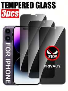 3pcs Anti-Spy Tempered Glass Screen Protector, Anti-Peeping And Anti-Spy, Scratch Resistant, Full Coverage To Protect Personal Privacy And Security Of Mobile Phones In Public Places, Compatible With IPhone 17/17 Air/17 Pro/17 Pro Max/16/16 Plus/16 Pro/16 Pro Max/15/15 Pro/15 Plus/15 Pro Max And Other Series - Black - View 12
