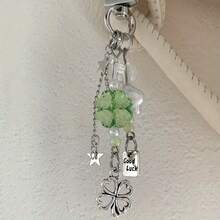 1pc Lucky Four-Leaf Clover Phone Charm – Stylish Car & Bag Pendant, Perfect Gift For Men & Women, Ideal For Holidays & Special Occasions - Cỏ ba lá - Xem 1