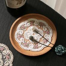 1pc Vintage French Style Lace Placemat, Elegant Lace Tablecloth, Handmade Embroidered Table Mat, Suitable For Home Dining Table Decor, Party Decoration, Home Decor, Room Decor, Wall Decor, Photography Backdrop, Photo Props - White - View 8