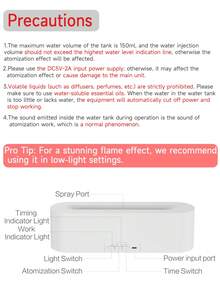 ViSSKO 1 pieza Difusor de aromaterapia con aceites esenciales alimentado por USB con llama de 7 colores, 3 modos de temporización, chip inteligente para apagado automático y adecuado para humidificación interior