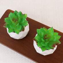 Creative Artificial Succulent Plants For Women's Desks - Realistic Succulent Plants In Ceramic Pots - Mini Green Decorations For Bedrooms And Bathrooms, Office Bookshelves - Holiday Gifts - Festive Atmosphere Decoration - White - View 7