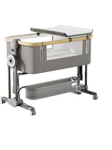 Colecho para Bebe, Cuna para Bebe con 7 Niveles de Ajuste De Altura, Red, Colchón, Cambiador, Cesta, 4 Ruedas Giratorias Bloqueables (Gris),26911092 - Multicolor - Ver 1