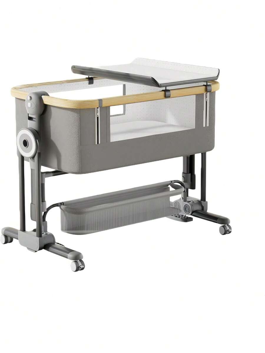 Colecho para Bebe, Cuna para Bebe con 7 Niveles de Ajuste De Altura, Red, Colchón, Cambiador, Cesta, 4 Ruedas Giratorias Bloqueables (Gris),26911092 - Multicolor - Ver 1