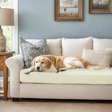 Stretch Couch Cushion Cover Suitable For 3 Settee Individual Replacement Sofa Seat Slipcover With Elastic Spandex Jacquard Fabric Large Ivory White/Cream - Ivorywhite - View 2