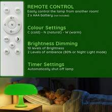 Funky LED Mushroom Lamp Green Cute Night Light Remote Controlled And Dimmable Retro Living Room Decor Relaxing Ambience And Mood Lighting Auto Timer Living Room Home Decor Lighting - Green - View 2