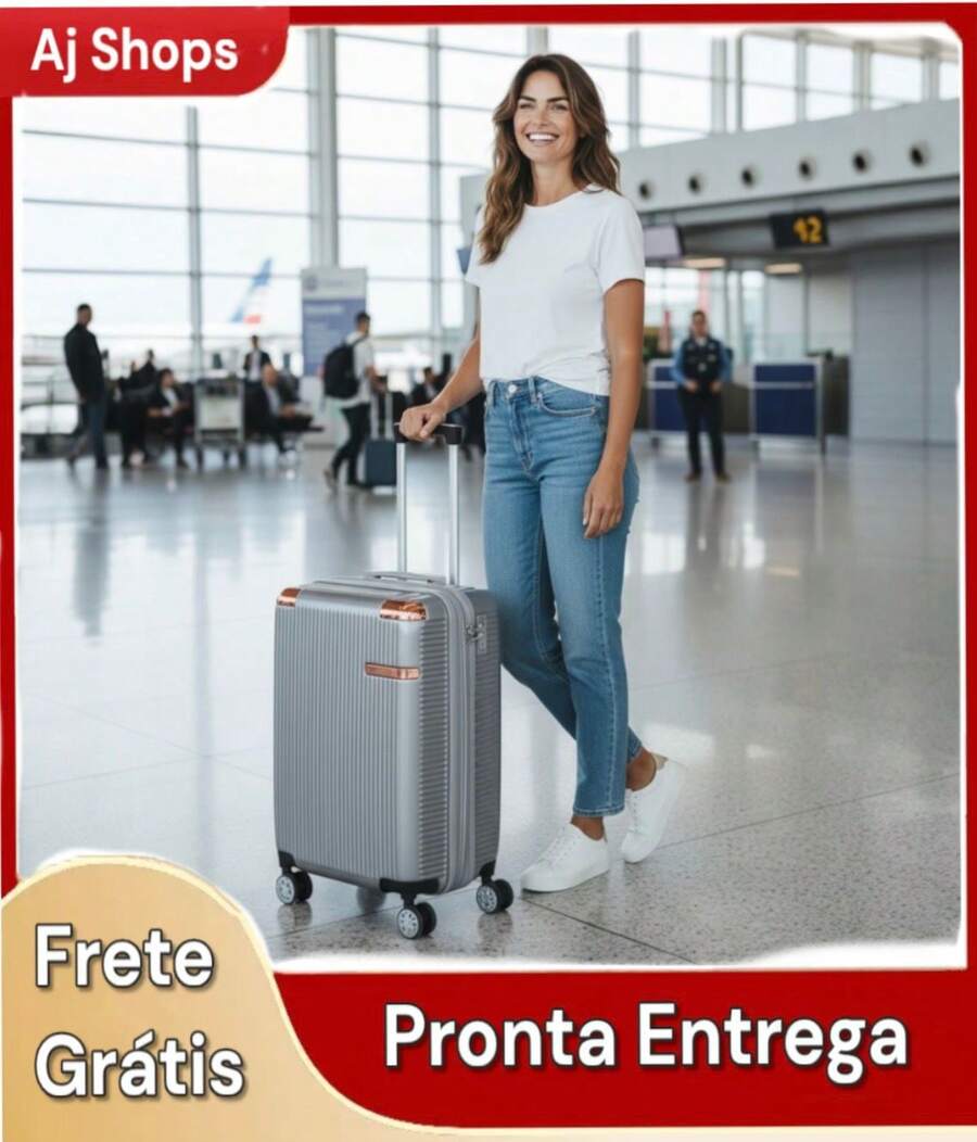 10kg Standard ANAC Travel Suitcase With 360° Removable, Expandable, Rigid, Lightweight, Durable, Premium ABS, Small Executive Carry-On Luggage, Sturdy, Reinforced, Silent Wheels, YGM Suitcases, Colors: Black, Blue, Pink, Gold, Silver, Beige - Bạc - Xem 1