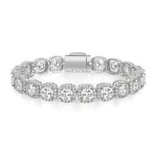 MDFUN Bransoletka tenisowa z cyrkonii sześciennych, pozłacana 14-karatowym białym złotem, modna biżuteria z cyrkonii, prezent urodzinowy/rocznicowy - Biały - Zobacz 1