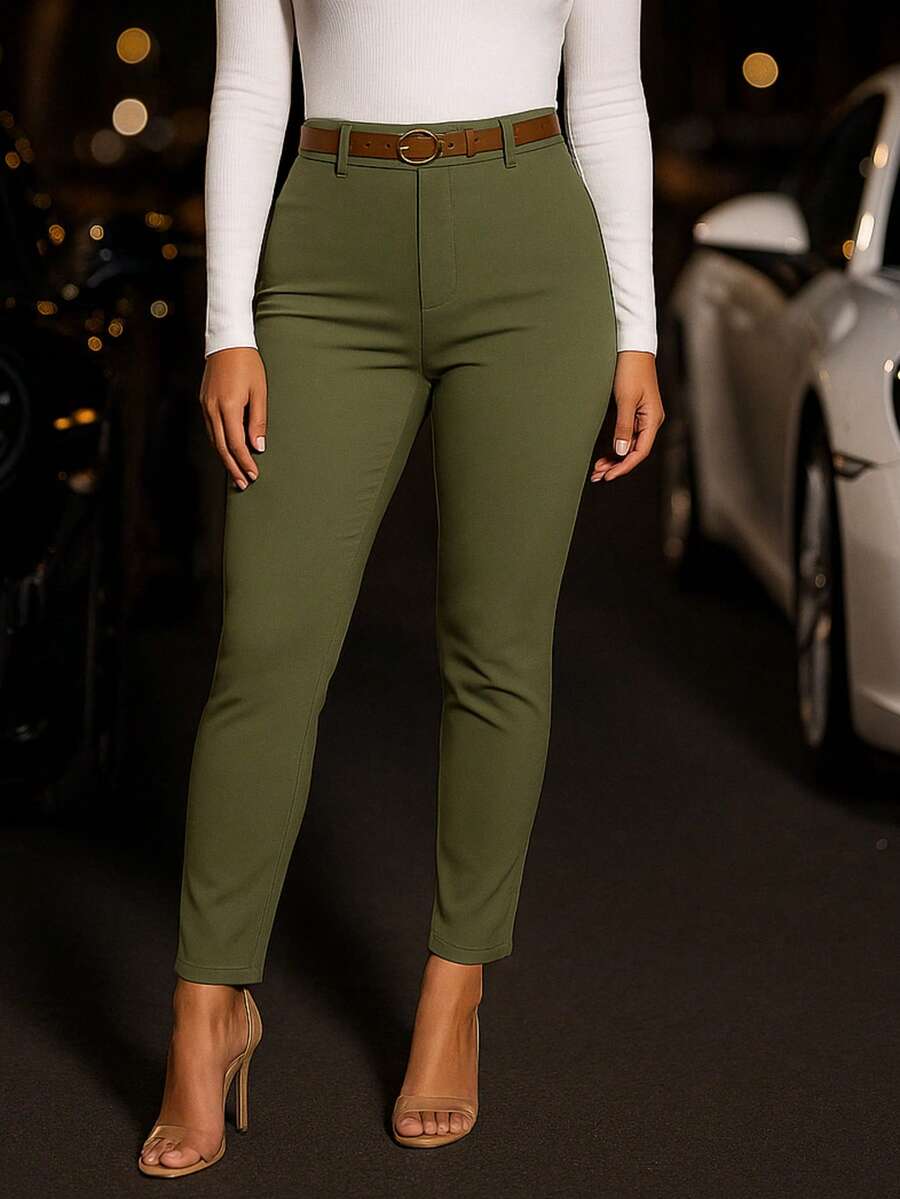 Women Pants - Olive Green - View 1