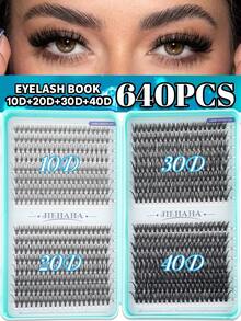 XISHIYO 640 Stücke Wimpernbüschel, gekräuselte Wimpernbüschel, unabhängige Wimpernbündel, 3D-Effekt, handgefertigte Kunstwimpern, weiche anpassbare Wimpernverlängerung, ultraleichte Kunstwimpern, gemischte Länge, synthetisches Nerzhaar, Einzelbündeldesign, geeignet für den täglichen Gebrauch, Partys und verschiedene Anlässe - Verschiedenfarbig - Übersicht 4
