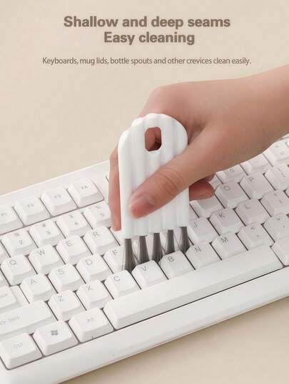 5pcs Multipurpose Computer Cleaning Kit: Soft Brush Keyboard Cleaner, Crevice Duster And Keycap Cleaner, Thermal Bottle Cap Cleaning Brush, Curved Handle Deep And Shallow Groove Keyboard Cleaner, Baby Bottle Brush, Desktop Cleaning Set, Multifunctional Brush Back To School