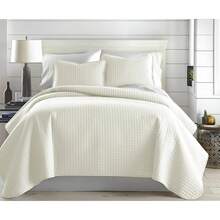 Full/Queen Quilt Bedding Set, Microfiber Quilts Queen Size, Coverlet, Stain & Pet Hair Resistant Bedding, Full Size Bedspread With 2 Pillow Shams, Bone, 2025 - 16 - 奶油 - 查看 1