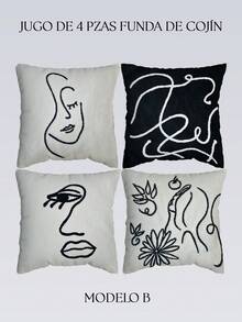 Fundas de Cojín Bordadas Line Art– Estilo Nórdico y Minimalista. Fundas Decorativas Premium con Bordado en Relieve – Estilo Elegante y Contemporáneo - B4 - Ver 6
