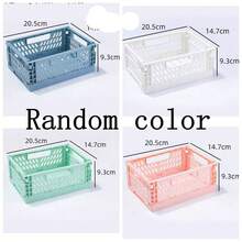 2pcs Mini Foldable Storage Basket, Collapsible PP Organizer Box For Kitchen, Bathroom, Office, Stationery, Notebook, Cosmetics Desk, Available In Multiple Colors, Desktop Organization Tool, Shelf Basket