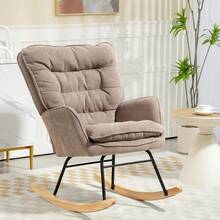 HOMCOM Rocking Chair, Rocking Chair, Armchair, Relaxing Chair With Chenille Look, Rocking Chair With A Load Capacity Of 120 Kg For Bedroom, Living Room, Brown On Site - 1 - View 6