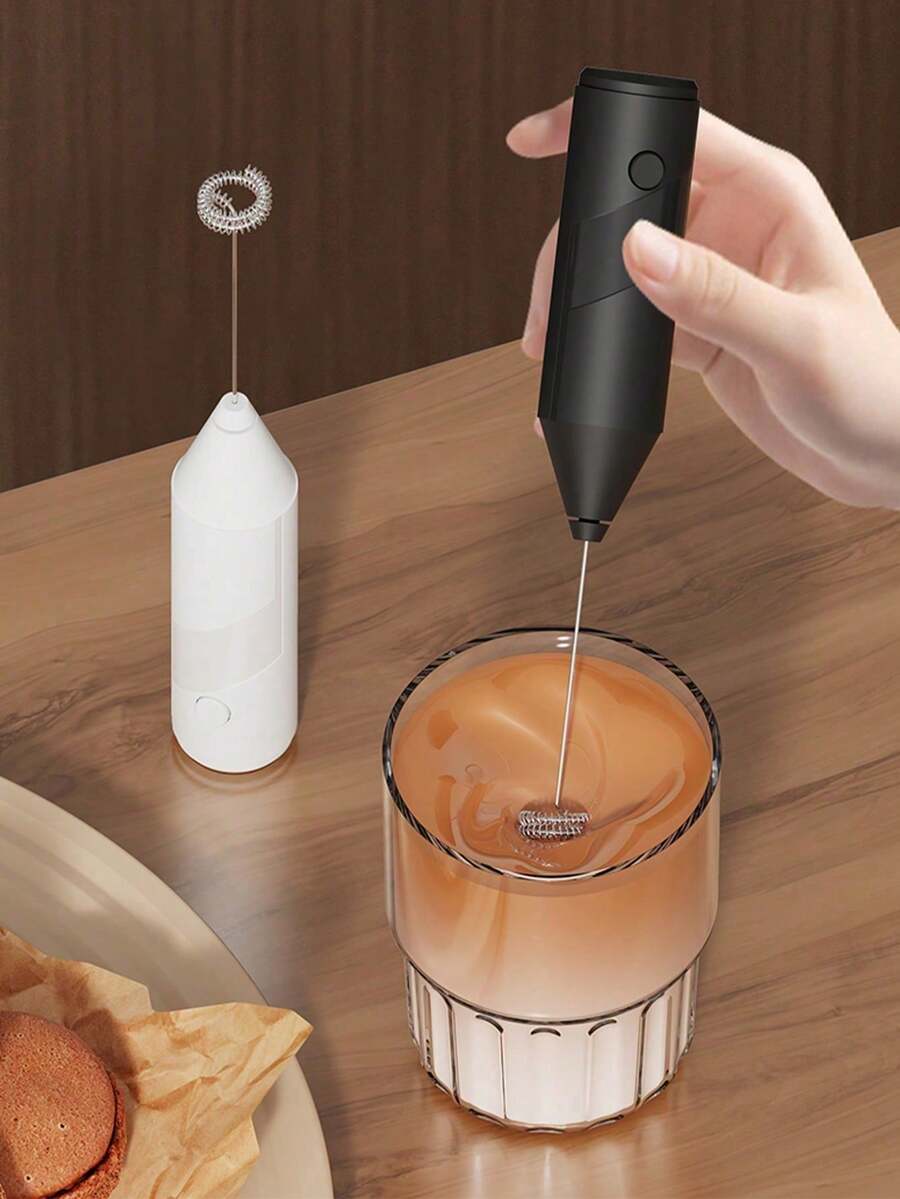 奶泡器,强力手持奶泡器,迷你奶泡器,咖啡搅拌器,不锈钢饮品搅拌器,适用于咖啡、拿铁、卡布奇诺、抹茶、热巧克力,便携式奶泡器,电动无线搅拌器迷你咖啡机 - 彩色 - 查看 1