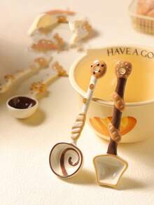 Cute Ceramic Spoon, High-Value Bread Long-Handled Soup Spoon, Ceramic Rice Spoon, Home Cartoon Spoon, Soup Spoon, Dessert Spoon, - Multicolor - View 2