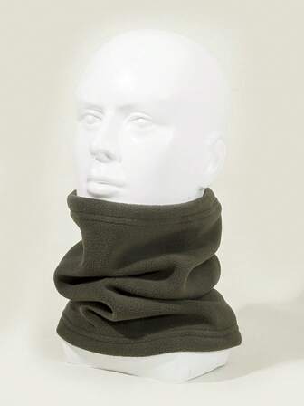 1 buc. Căciulă și încălzitor de gât de iarnă pentru bărbați, culoare solidă, cu căptușeală termică Sherpa, 2 în 1, la modă și versatilă pentru casual, naveta, activități în aer liber