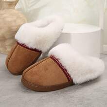 Women's Non-Slip Mute Floor Slippers - Solid Color With Plush Lining - 6652 Lạc đà - Xem 3