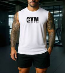 Men's Tank Top Basic Workout/Gym Top - 白色 - 查看 3