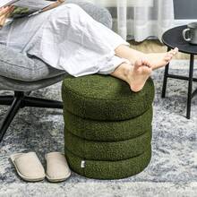 HOMCOM Round Plush Stool, Up To 120kg, Φ40x45H, Green. On Site - 1 - View 4