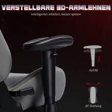 HOMCOM Ergonomic Gaming Chair With 3D Armrests, Adjustable Rolling Desk Chair With Lumbar Support, Gray (On Site) - 1 - View 6