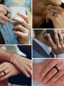 16pcs/Set Stainless Steel Rotatable Rings, Anxiety Relief Rings Set, Chain Angled Rings Set, Wedding Engagement Jewelry, Birthday & Christmas Gift For Friends - 16-piece Men's Ring Set - View 5