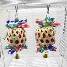 1 pieza/2 piezas Juguete de linterna de pájaro colorido, Juguete de loro navideño, Juguete de linterna de papel para masticar, Decoración de jaula de pájaros, Papel de color aleatorio - Multicolor - Ver 4