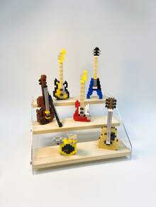 1 Set Musical Instrument Building Blocks, Musical Collectibles, Music Festival Decorations, Desktop Decor For Music Lovers, Including Electric Bass, Guitar, Violin And Piano. Valentine's Day Gift, Birthday Gift. 10-Piece Gift Box Set, Containing Over 1000 Building Blocks. Guitar, Building Blocks Set - Multicolor - View 4