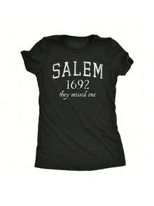 Crazy Dog-Shirts Womens Mass Mass 1692 Shirt Funny Halloween Vvitch Broom Joke Tee Ladies - 黑色 - 查看 1