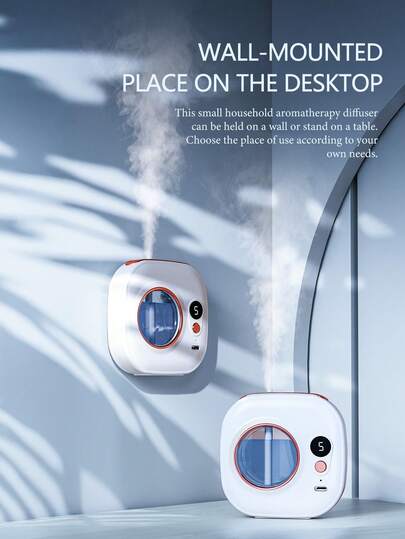 1 White Household Room Humidifier, Bathroom Electric Air Freshener, Small SUB Aromatherapy Diffuser, Hotel Intelligent Aromatherapy Machine, Rechargeable, With Colored Ambient Light, Wall Mounted/Desktop Dual-Use, Can Be Set To Five Working Modes, And Six Essential Oils Can Be Selected. Suitable For Bedrooms, Living Rooms, Large Rooms, Offices, Cars, And Bathrooms. The Diffusion Rod Can Be Reused. Perfume Bottled Water Can Humidify The Air