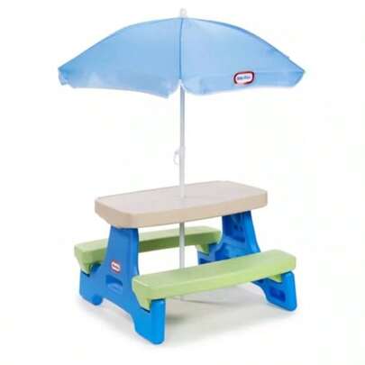 Junior Picnic Activity Table For With Umbrella - Seats Up To 4 - For Building Homework Or Play Indoor Or Outdoor For Ages 18 Months To 5 Years