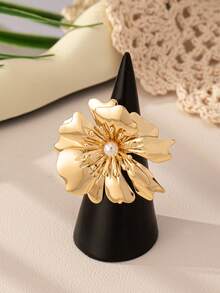 Gold Flower & Faux Pearl Jewelry Set, Suitable For Important Occasions - Jewelry Set - View 16