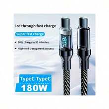 180W Ultra Fast Charging USB A To Type-C Cable With LED Digital Display, Matte Surface, Data Synchronization, USB Power Transfer, 6A High Current, Compatible With IPhone 15/16, , POCO, - 黑色 - 查看 8