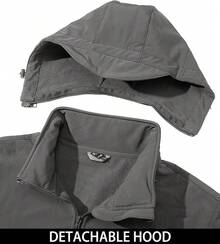 chamarra táctica con capucha para hombre,chamarra de senderismo para exteriores,de forro polar,cálida para invierno,resistente al agua y viento - gris - Ver 5