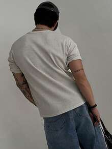 Áo thun tay ngắn cổ tròn Henry dành cho nam, áo thun cơ bản nhẹ, thoáng khí, phong cách tối giản kiểu Mỹ, phù hợp cho mọi mùa - Màu be - Xem 5