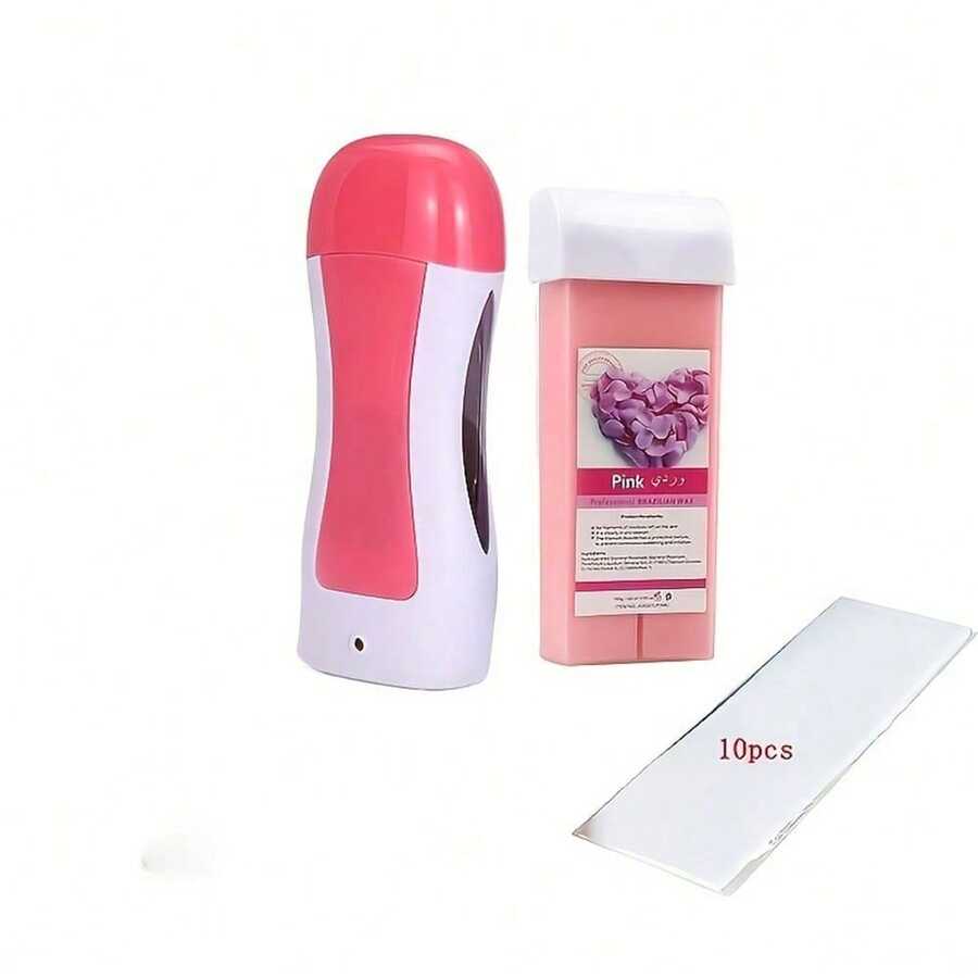 Instrumento de depilación de rodillos rosa rosa, rodillo de relleno de cera depiladora suave, depilador de piel sensible para mujeres, cuerpo, brazo, axila, pelo de piernas, con cera depiladora, depilación limpia y conveniente, adecuado para llevar fuera de casa. - Multicolor - Ver 1