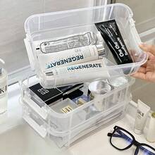 4-Layer Stackable Clear Plastic Storage Box With Green Buckle - Waterproof, Large Capacity, Suitable For Home And Office - Portable, Can Be Used As Food Container Or For Storing Toys, Crafts, Desktop And Drawer Items, Ideal For Home Organization - Multicolor - View 10