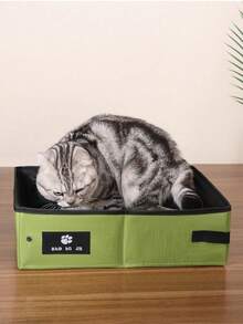 Caja de arena para gatos de tela plegable extra grande, inodoro portátil para gatos antiderrames y resistente al agua de tela Oxford para mascotas y uso en exteriores/viajes