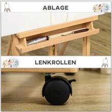 Vinsetto Easel, Artist Easel, Adjustable Height, 4 Wheels, Natural + Black On Site - 1 - View 6