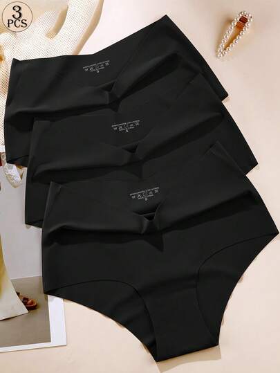 Aofeiqike 3pcs/Pack Plus Size High Waist Women's Panties - Sexy Seamless Bikini Briefs, Comfortable Dopamine Style Thong Underwear: Multi-Color Options, Seamless, Comfortable, Skin-Friendly, Sexy, Semi-Fitted, Sporty, Invisible Thong