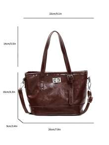 1 pezzo Borsa a tracolla da donna stile vintage, con cinturino regolabile, borsa a spalla casual vintage, in materiale PU durevole, chiusura a gancio, adatta per uso quotidiano, lavoro, viaggio, shopping, appuntamenti, disponibile nei colori marrone e nero, borsa a tracolla alla moda, minimalista e leggera