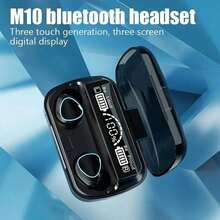 M10 TWS Fone Bluetooth Headphones With Mic Earbuds Charger Box Wireless Earphones LED Display Wireless Bluetooth Headset - Black - View 5