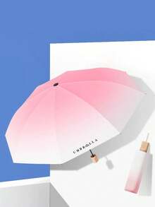 Ins Style Gradient Umbrella, High-Aesthetic Dual-Use For Sun & Rain - Black Vinyl UV Protection Sunshade Umbrella - Multicolor - View 1