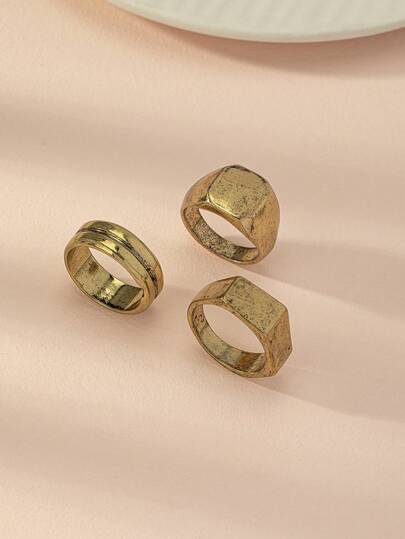 ボヘミアン調 ヴィンテージリングセット 3個入り