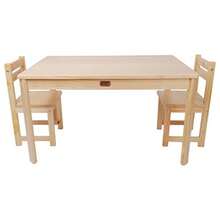 Tikk Tokk  Rectangle 3 Piece Timber Table And Chair Set Natural - Brown - View 1